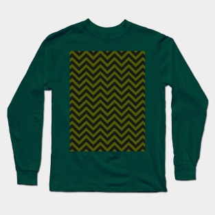 Black and Olive Green Chevron Zig Zag Long Sleeve T-Shirt